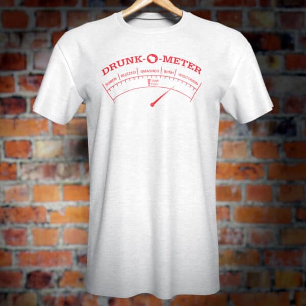 Wisconsin Drunk-O-Meter T-Shirt. Funny novelty tee.